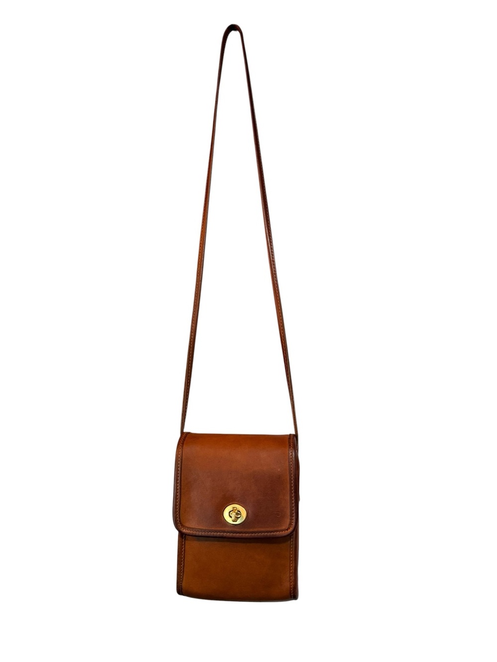 Vintage Coach Scooter Bag 9893 British Tan Leather Crossbody USA - Picture 3 of 12